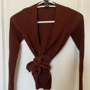 Wrap like knit sweater, brown, size S